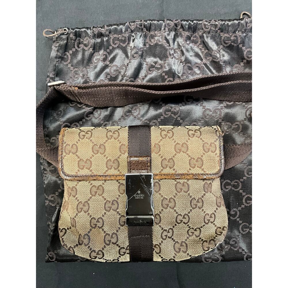 Gucci Vintage GG Monogram Canvas Waist Belt Bag Brown - Picture 2 of 9